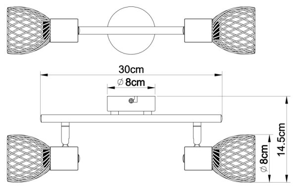 Spot TEXAS 2xE14/40W/230V crom mat Globo 54809-2