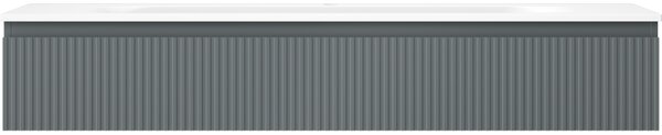 Mexen Rivel, mobilier baie 140 cm cu lavoar Vela, 1 sertar, canelat, grafit mat/alb mat, 91A20-14023-1-BF66-W23M0