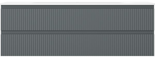 Mexen Rivel, mobilier baie 140 cm cu lavoar Vela, 2 sertare, canelat, grafit mat/alb mat, 91A20-14047-2-BFF66-W23M