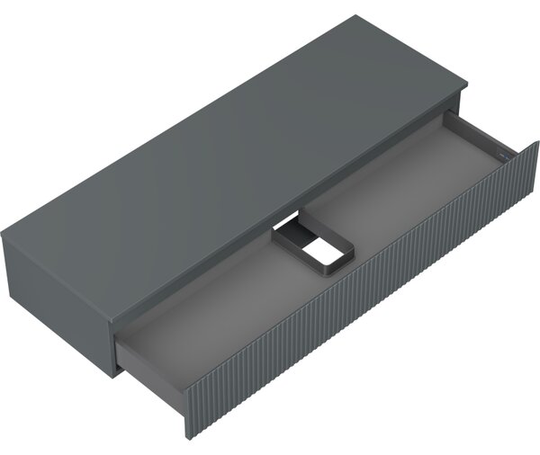 Mexen Rivel, mobilier de baie sub lavoar 140 cm cu blat, 1 sertar, canelat, grafit mat - 91A20-14023-1-BFC66