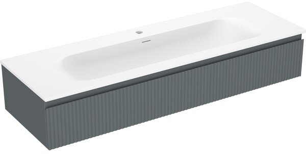 Mexen Rivel, mobilier baie 140 cm cu lavoar Vela, 1 sertar, canelat, grafit mat/alb mat, 91A20-14023-1-BF66-W23M0
