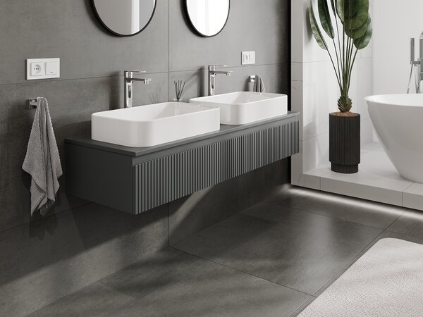 Mexen Rivel, mobilier de baie sub chiuvetă 140 cm, 1 sertar, canelat, grafit mat, 91A20-14023-1-BF66