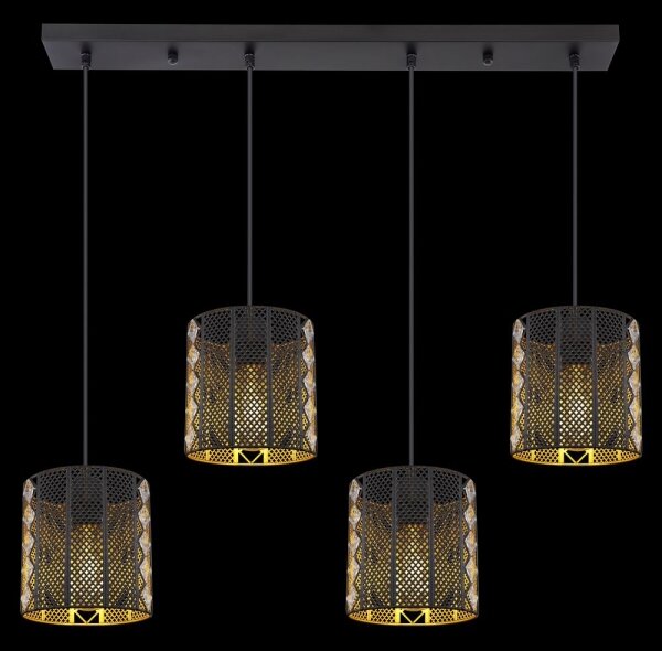 Lustră pe cablu Globo 15450-4H ABINY 4xE27/60W/230V auriu/negru
