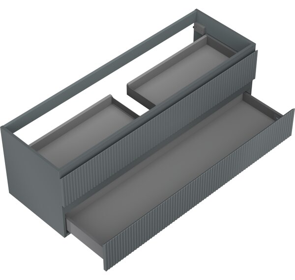 Mexen Rivel, mobilier de baie sub chiuvetă 140 cm, 2 sertare, canelat, grafit mat, 91A20-14047-2-BFF66