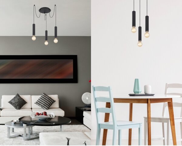 Lustră pe cablu MARION 3xE27/60W/230V lemn negru Globo 15499-3H