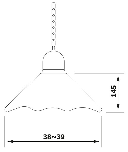 Sapho Sapho, lampă suspendată LAMPEDUSA E27, 60W, 230V, IP21, abajur ceramic, 39cm, lanț din alamă, MC011C