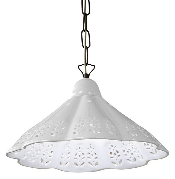 Sapho Sapho, lampă suspendată LAMPEDUSA E27, 60W, 230V, IP21, abajur ceramic, 39cm, lanț din alamă, MC011C