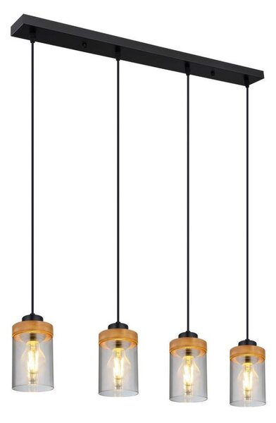 Lustră pe cablu FINCA 4xE27/40W/230V metal/lemn Globo 15557-4H