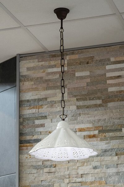 Sapho Sapho, lampă suspendată LAMPEDUSA E27, 60W, 230V, IP21, abajur ceramic, 39cm, lanț din alamă, MC011C
