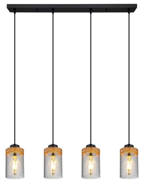 Lustră pe cablu FINCA 4xE27/40W/230V metal/lemn Globo 15557-4H