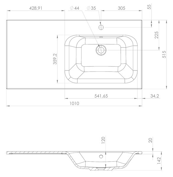 Sapho Sapho, Dulap LOREA 100x46x51.5cm (30P+70cm), dreapta, stejar Alabama/alb mat, LE070-2231-R-12