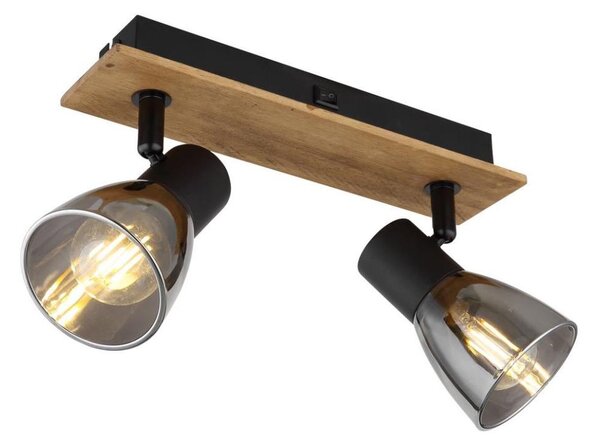 Spot de perete CLAUDE 2xE14/40W/230V negru/lemn Globo 54307-2W