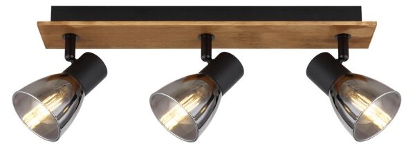 Spot CLAUDE 3xE14/40W/230V negru/lemn Globo 54307-3W