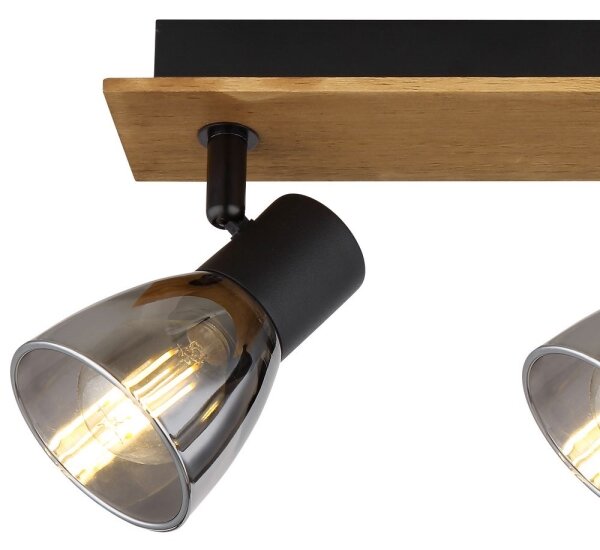 Spot CLAUDE 3xE14/40W/230V negru/lemn Globo 54307-3W