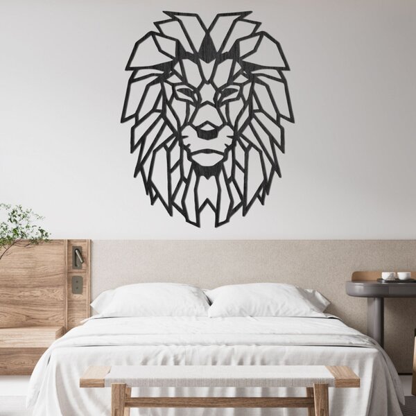 Decorațiune murală din lemn cu siluetă geometrică de leu - LEONIS