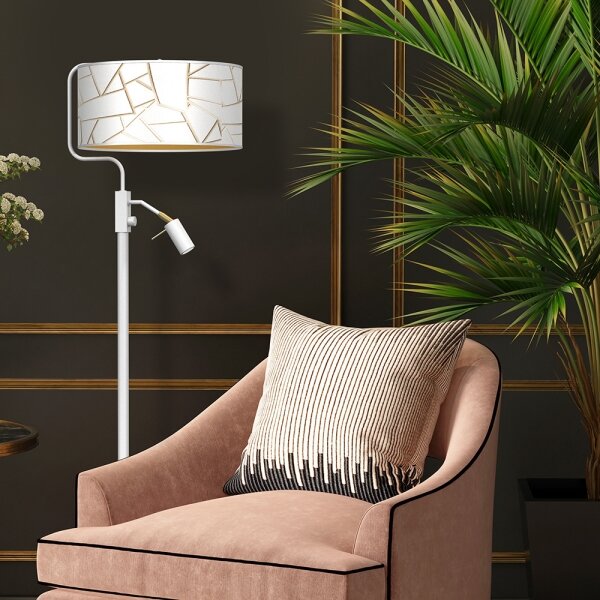 Lampadar ZIGGY 1xE27/40W/230V + 1xGU10/MR11/7W alb/auriu