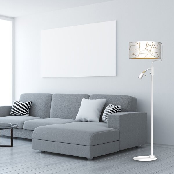 Lampadar ZIGGY 1xE27/40W/230V + 1xGU10/MR11/7W alb/auriu