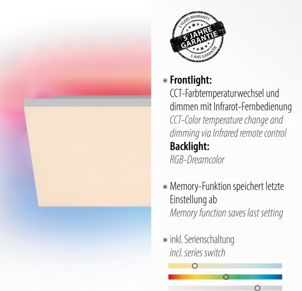 Plafonieră LED RGB dimabilă CONRAD 27W/230V Leuchten Direkt 15561-16 + telecomandă