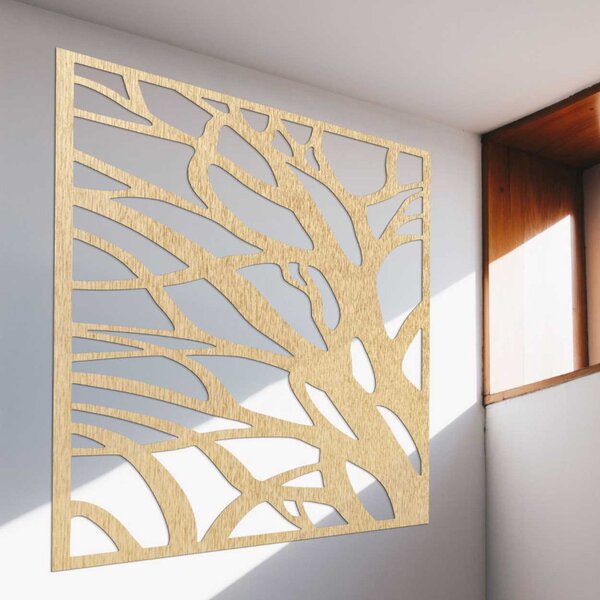 Decorațiune de perete din lemn, pătrat natural | LASLO