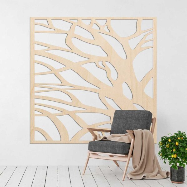 Decorațiune de perete din lemn, pătrat natural | LASLO