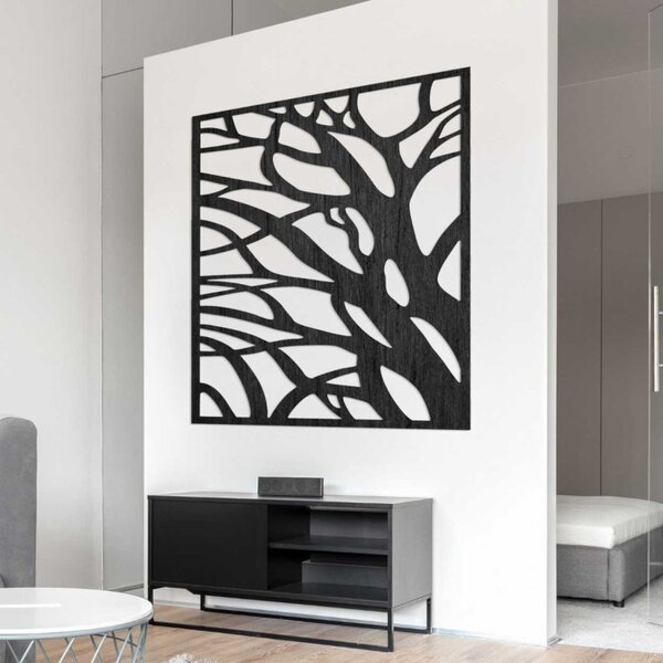 Decorațiune de perete din lemn, pătrat natural | LASLO