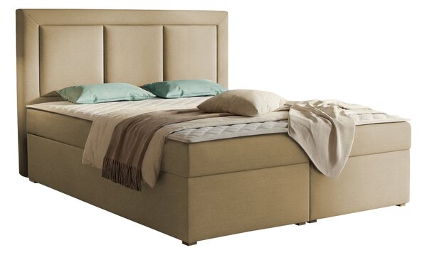 Pat boxspring Pomona 112Boxspring, Dublu, Maro deschis, 140x200, Tapiterie, Somiera patSomiera pat, 14x22x12cm