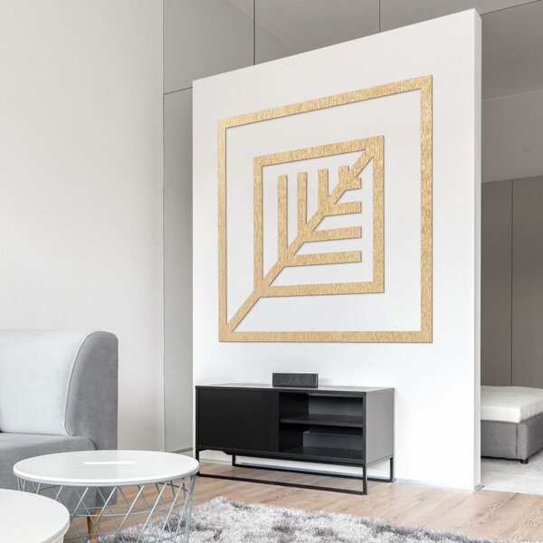 Decor din lemn pătrat cu frunze - ATALY