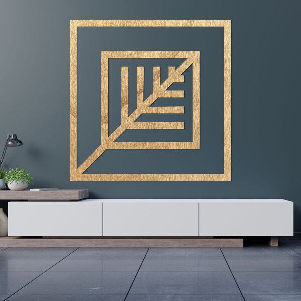 Decor din lemn pătrat cu frunze - ATALY