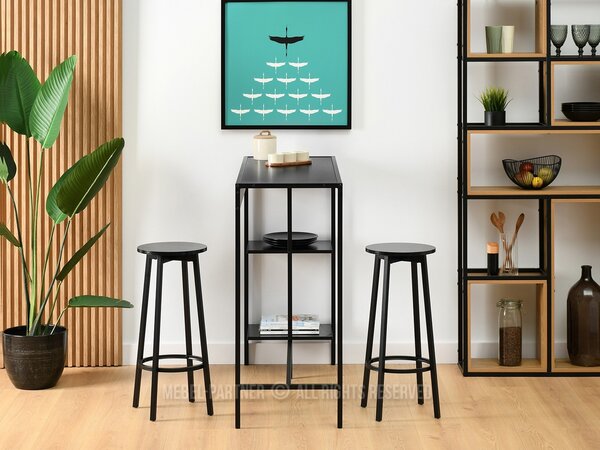 Set de bar Everet (lemn negru + negru) (pentru 2 persoane). Promo -13%. 1111869