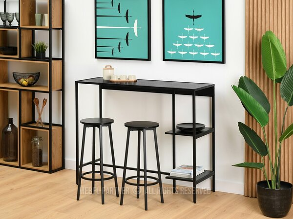 Set de bar Everet (lemn negru + negru) (pentru 2 persoane). Promo -13%. 1111869