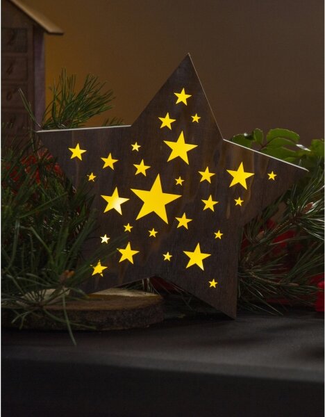Decorațiune LED de Crăciun Retlux LED/2xAAA lemn stea