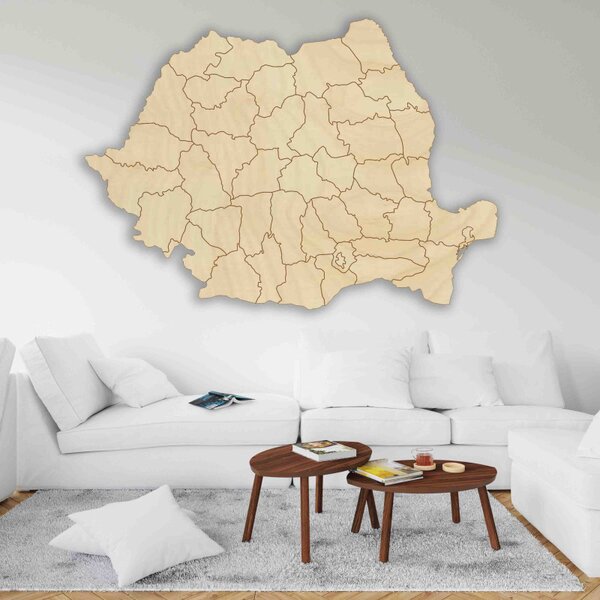Hartă de perete din lemn România - ROMA