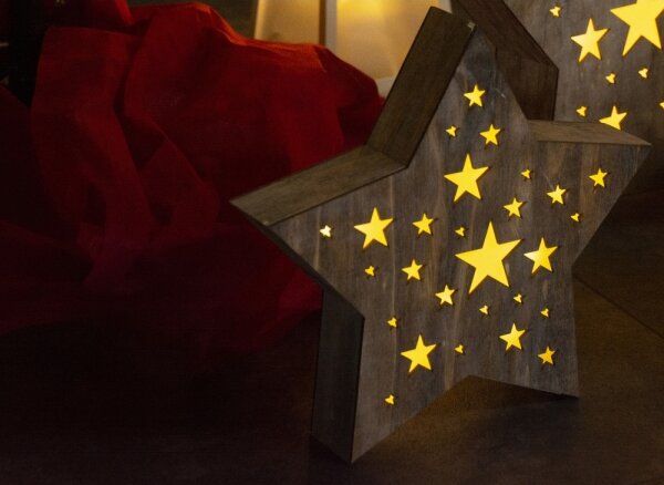 Decorațiune LED de Crăciun Retlux LED/2xAAA lemn stea