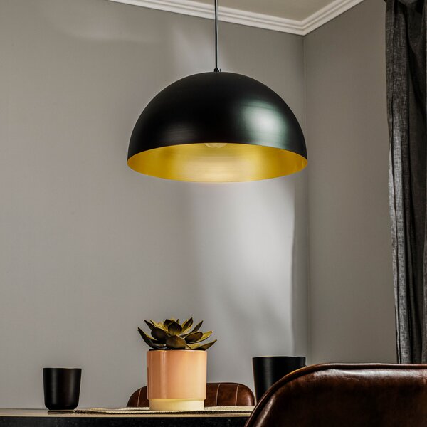 Eko-Light Lampă suspendată Beta în negru-auriu, reglabil, Negru, Camera de zi / sufragerie, Metal, Modern
