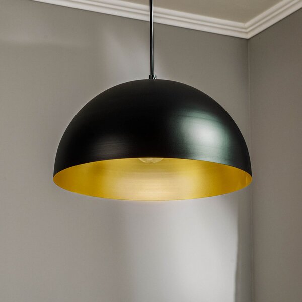 Eko-Light Lampă suspendată Beta în negru-auriu, reglabil, Negru, Camera de zi / sufragerie, Metal, Modern