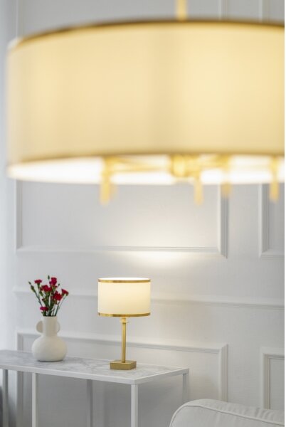 Lampă de masă ABBANO 1xE27/15W/230V alamă/albă Argon 8047