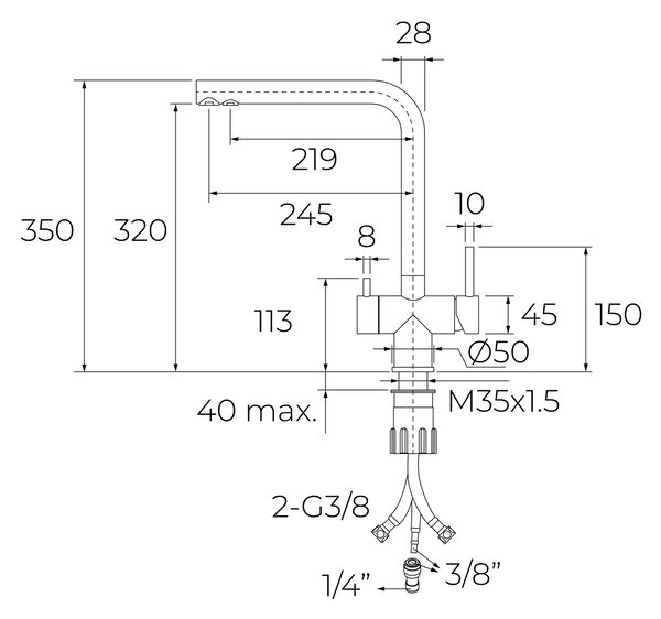 Teka Uni baterie pentru filtru apă pe picior inox 116030084