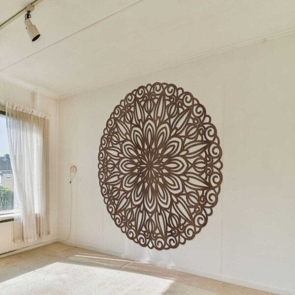 Mandala sculptată din lemn pentru perete, floarea timpului - ORIN