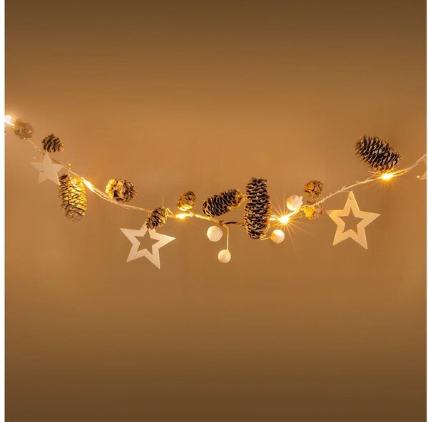 Instalație LED de Crăciun Retlux 10xLED/3xAA 2,5m alb cald