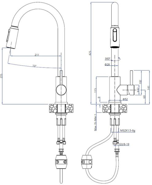 Ruvetti Camellia baterie pentru filtru apă pe picior negru 1004MB