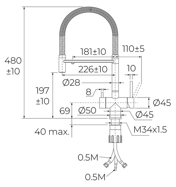 Teka Uni baterie pentru filtru apă pe picior inox 116080001