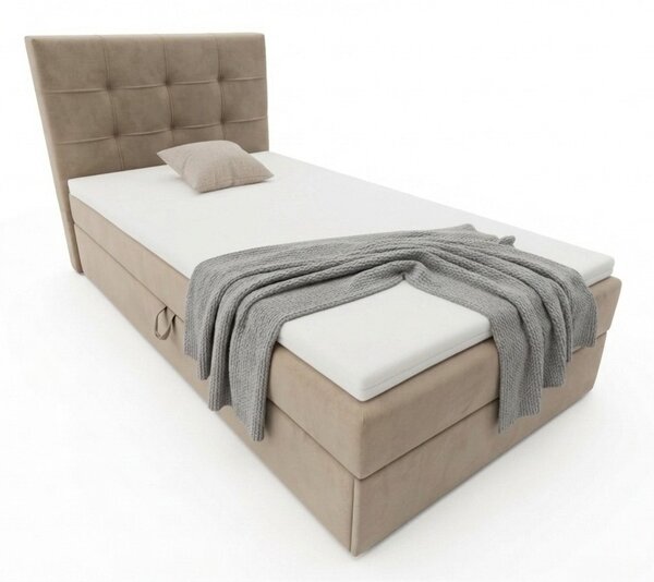 Pat boxspring tapitat DIRELIS TRINITY 90x200 cm bej Saltele: Saltea cu arcuri Bonell