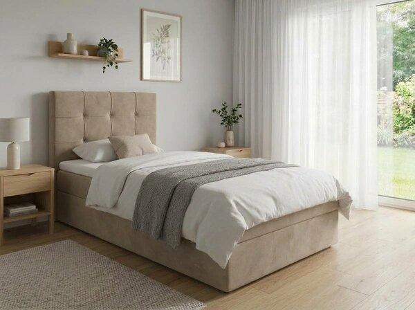 Pat boxspring tapitat DIRELIS TRINITY 90x200 cm bej Saltele: Saltea cu arcuri Bonell