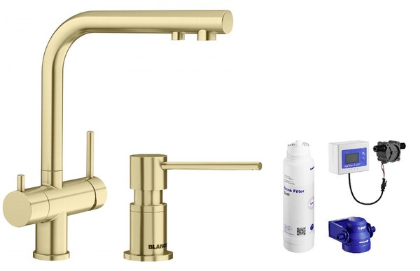 Set filtru sub chiuvetă Blanco Soft 527453, baterie bucătărie Blanco Fontas II 526692, 526699