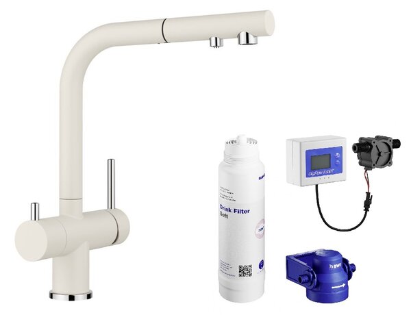 Set filtru sub chiuvetă Blanco Soft 527453, baterie bucătărie Blanco Fontas-S II 526947