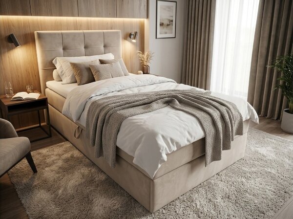 Pat boxspring tapitat DIRELIS TRINITY 90x200 cm bej Saltele: Saltea cu arcuri Bonell