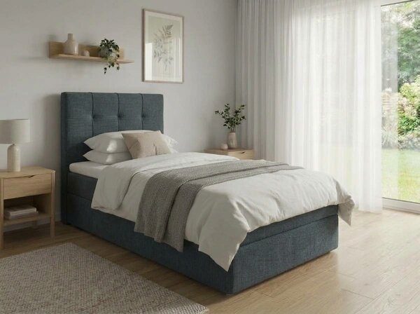 Pat tapițat boxspring DIRELIS VIBE 90x200 cm gri inchis Saltele: Saltea cu arcuri Bonell
