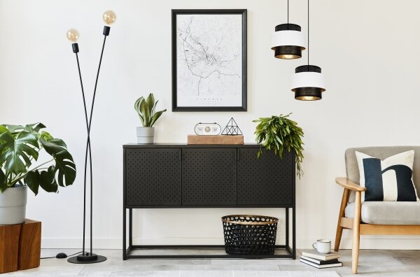Lustră pe cablu NESS 2xE27/60W/230V d. 30 cm neagră/albă