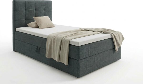 Pat tapițat boxspring DIRELIS VIBE 90x200 cm gri inchis Saltele: Saltea cu arcuri Bonell
