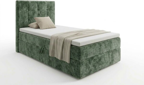 Pat tapițat boxspring DIRELIS VIBE 90x200 cm verde închis Saltele: Saltea cu arcuri Bonell